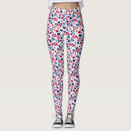 Röda och blå små hjärtans Leggings