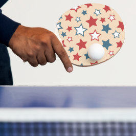 Röda och blå stjärnor, 4:e juli, Beige bakgrund Pingisracket