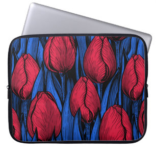 Röda och blå tupplur laptop fodral