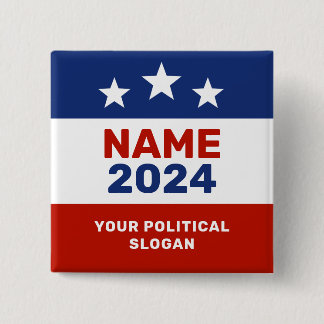 Röda och blå valknappen Kampanj 2024 Knapp