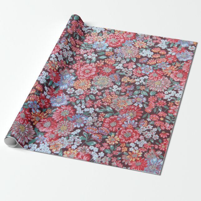 Röda och blå vintagar presentpapper (Utrullad)