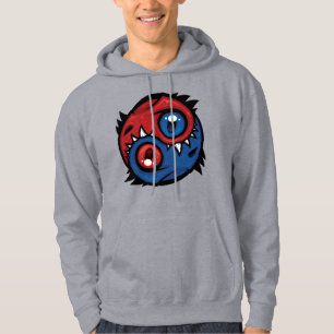 Röda och Blå Yin Yang Drakar Hoodie