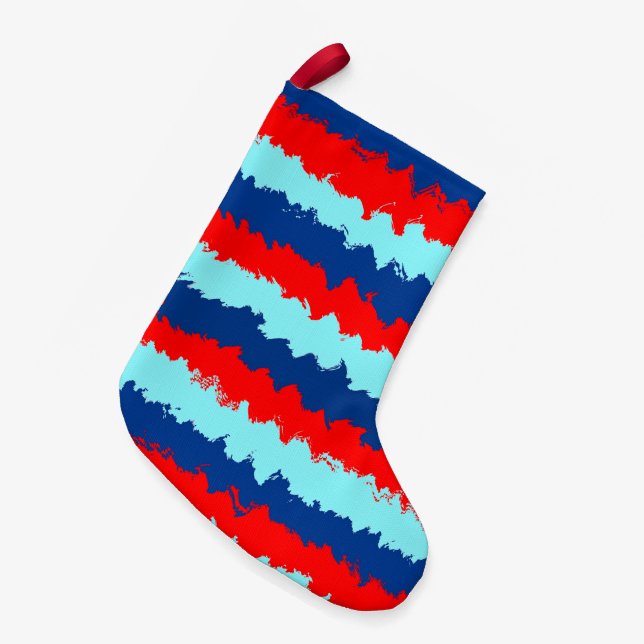 Röda och blåa randiga mönster liten julstrumpa (Framsidan (Hängande))