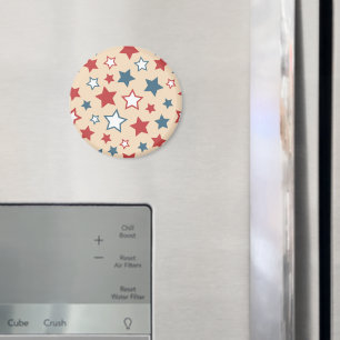 Röda och blåa stjärnor, 4:e juli, Beige bakgrund Magnet