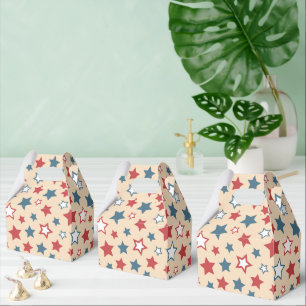 Röda och blåa stjärnor, 4:e juli, Beige bakgrund Presentaskar