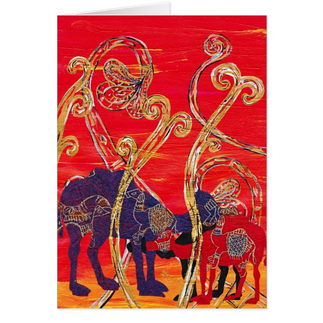 Röda och blåttkamel hälsningskort (Framsidan)