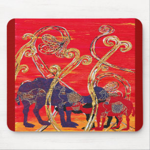 Röda och blåttkamel Mousepad Musmatta