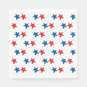 Röda och blåttstjärnor som är patriotisk,/4t pappersservett