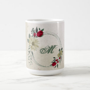 röda och blekgula blommor grönska kaffemugg