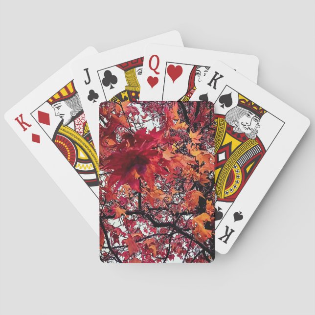 Röda och bruna löv casinokort (Baksidan)