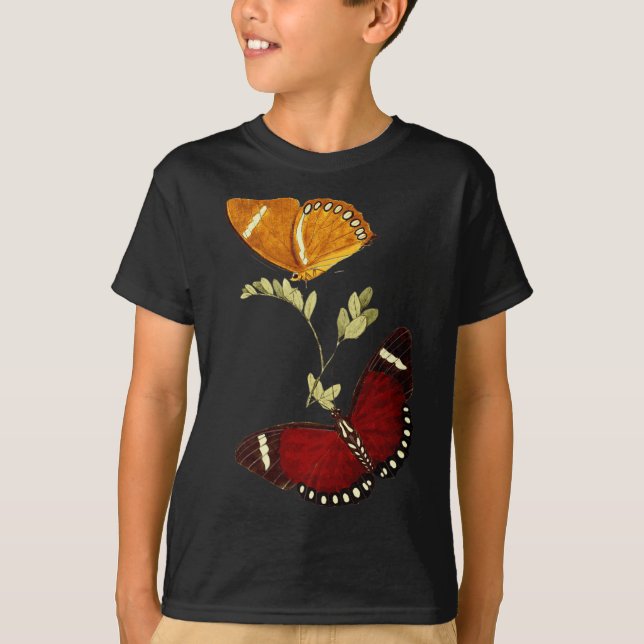 Röda och bruna monarch Butterflies - detaljerad gr T Shirt (Framsida)
