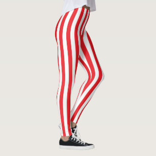 Röda och för vit randig damasker leggings
