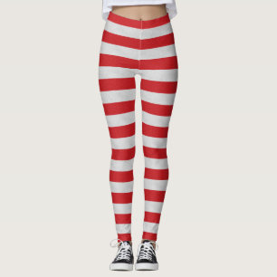 Röda och för vit randig damasker leggings