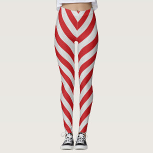 Röda och för vitcandy cane randig damasker leggings