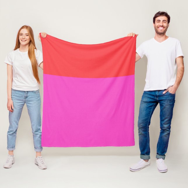 Röda och Fushia Färg blockerar färgstarka Fleecefilt (På plats)