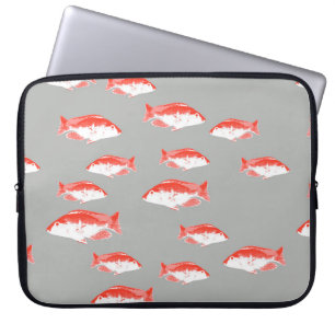 Röda och grå fiskar laptop fodral
