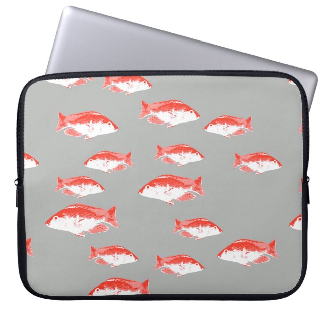 Röda och grå fiskar laptop fodral (Framsidan)