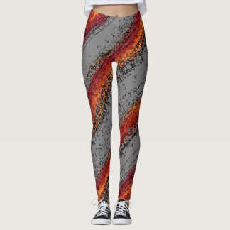 Röda och grå vågor leggings