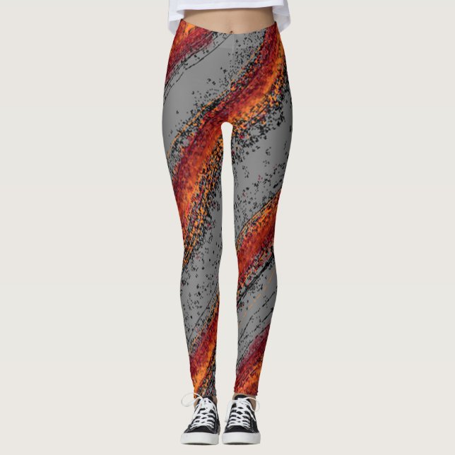 Röda och grå vågor leggings (Framsida)