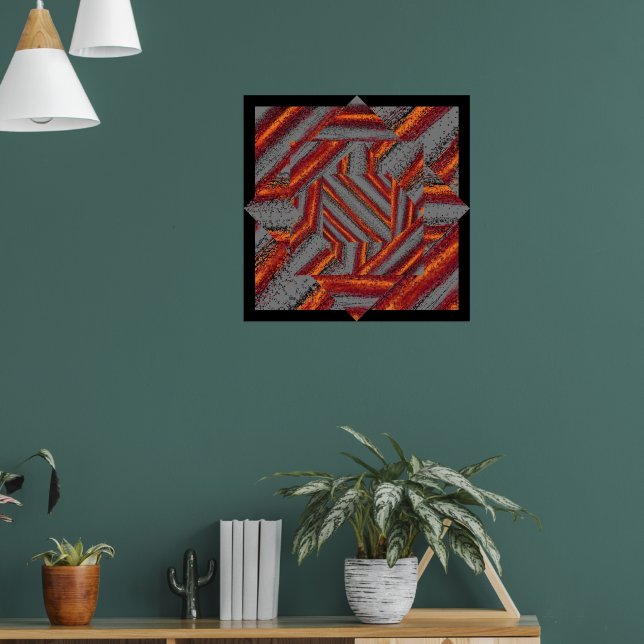 Röda och grå vågor  poster (Vardagsrum 1)