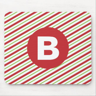 Röda och gröna diagonala pinstripes-monogram musmatta