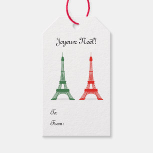 Röda och gröna Eiffel står hög för jul Presentetikett