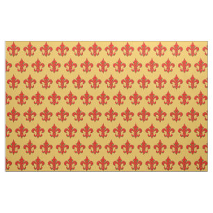 Röda och gröna Fleur de Lis Tyg