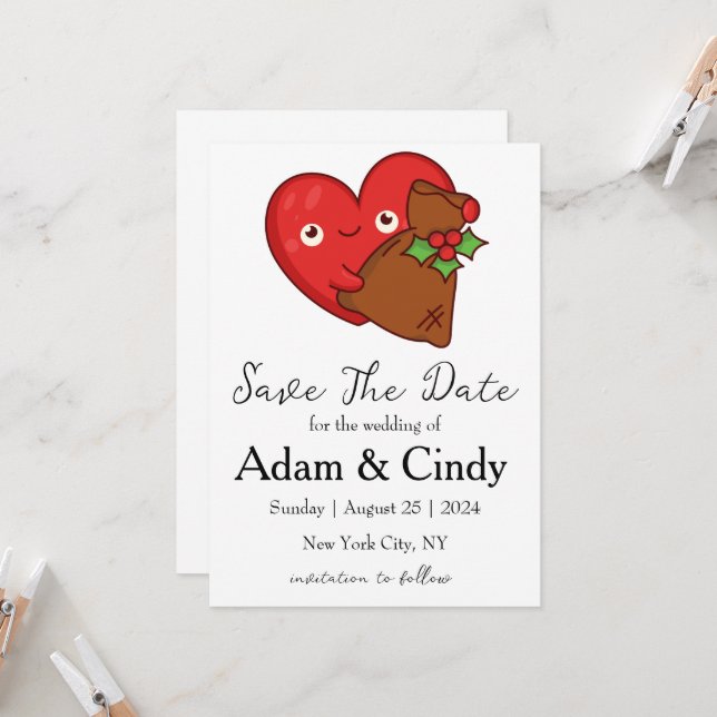 röda och gröna jul sparade datum-kort inbjudningar (Fram/Back In Situ)