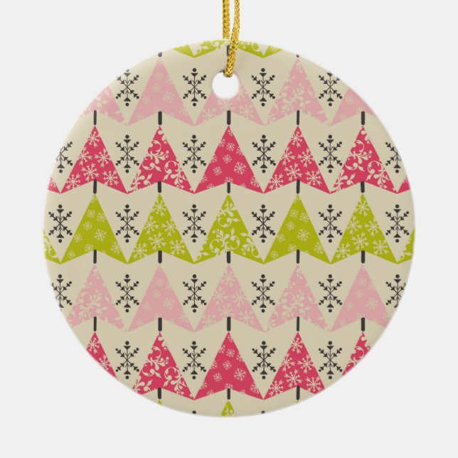 Röda och gröna julgranar julgransprydnad keramik (Framsidan)
