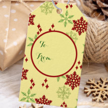 Röda och gröna julsnöflingor