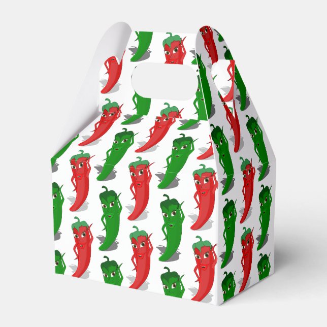 Röda och gröna paprika-divor tecknad mönster presentaskar (Framsidan Sidan)