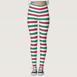 Röda och gröna randar leggings