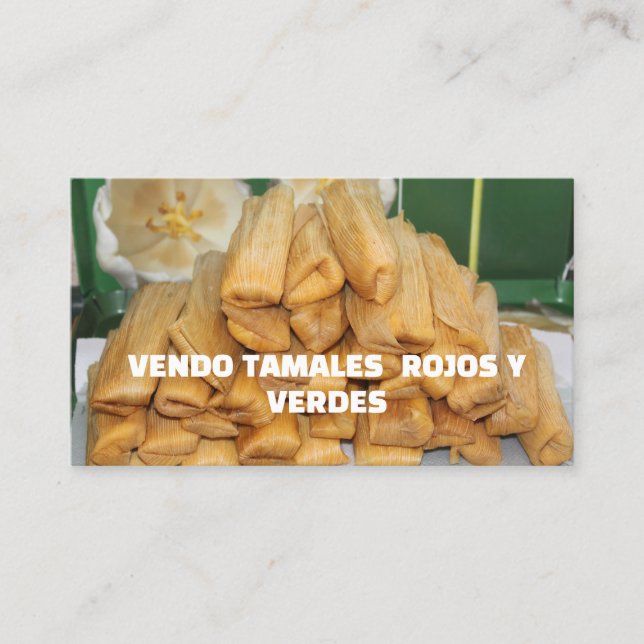 Röda och gröna tamales visitkort (Framsida)