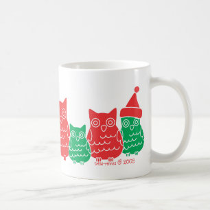 Röda och gröna ugglor kaffemugg