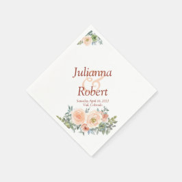 Röda och gröna vattenfärg blommiga servetter