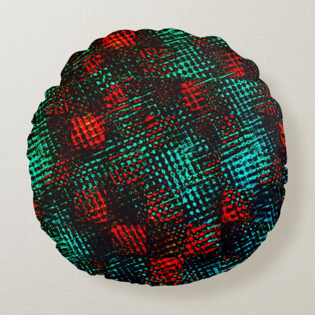 Röda och grönaktiga blå, klippta fyrkanter eller k rund kudde (Framsidan)