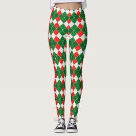 Röda och Grönt Argylelegeringar Leggings