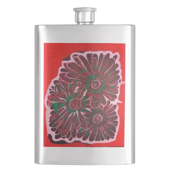 Röda och grönt blommor fickplunta (Framsidan)