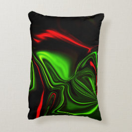 Röda och grönt böjda linjer på mörkens bakgrund prydnadskudde