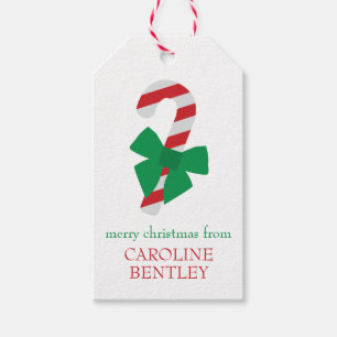 Röda och Grönt Candy cane Juletiketter Presentetikett