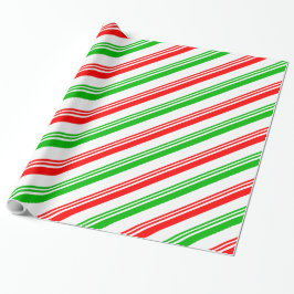 Röda och Grönt Candy cane Rand Presentpapper