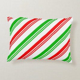 Röda och Grönt Candy cane Rand Prydnadskudde