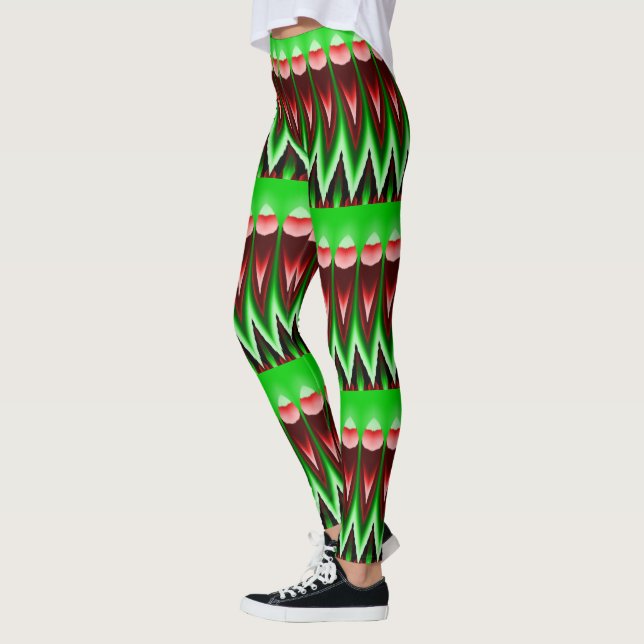 Röda och Grönt Flamor Leggings (Vänster)