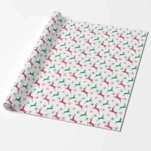 Röda och Grönt Glitter-renar Presentpapper