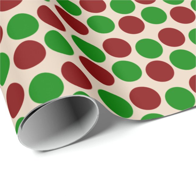 Röda och Grönt Helgdag på Tan Presentpapper (Rullad Hörn)
