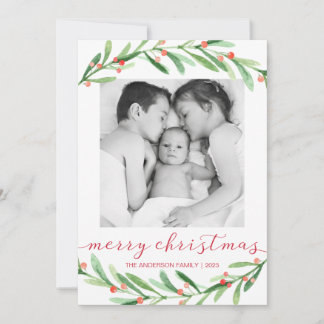 Röda och Grönt julfotkort Julkort