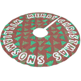 Röda och Grönt Julgran Mönster | Familj Namn Julgransmatta Borstad Polyester