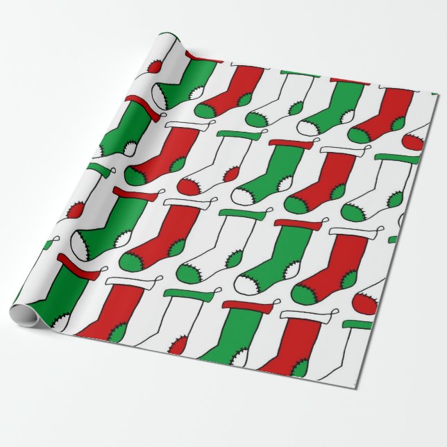 Röda och Grönt julklappar Mönster Presentpapper (Utrullad)