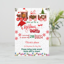 Röda och grönt tåg-julparbjudanden inbjudningar