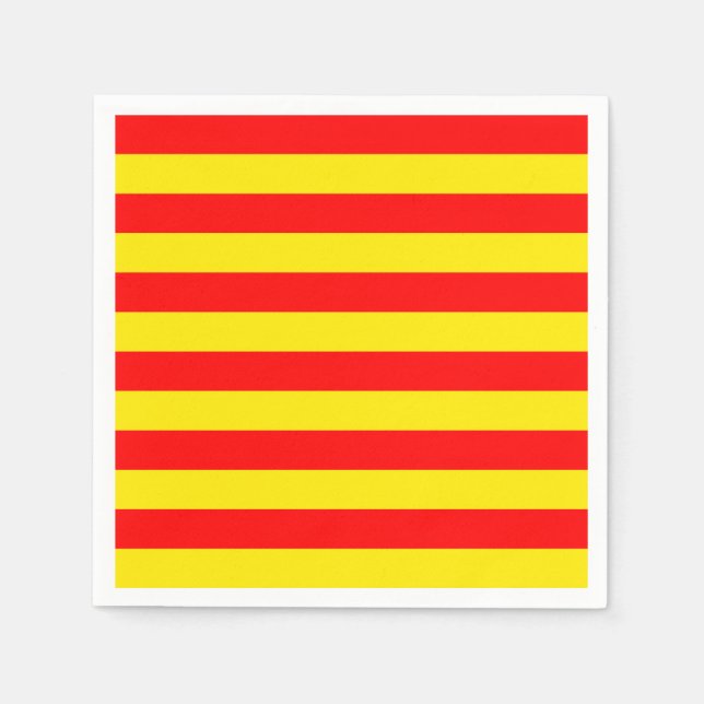 Röda och gula randiga design pappersservett (Framsidan)